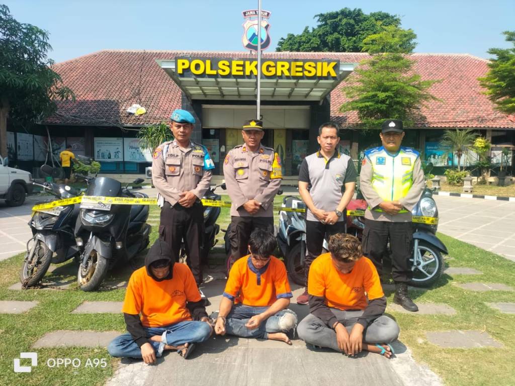 Polsek Gresik Kota Amankan Tiga Pelaku Curanmor Beraksi di&nbsp;Pekelingan