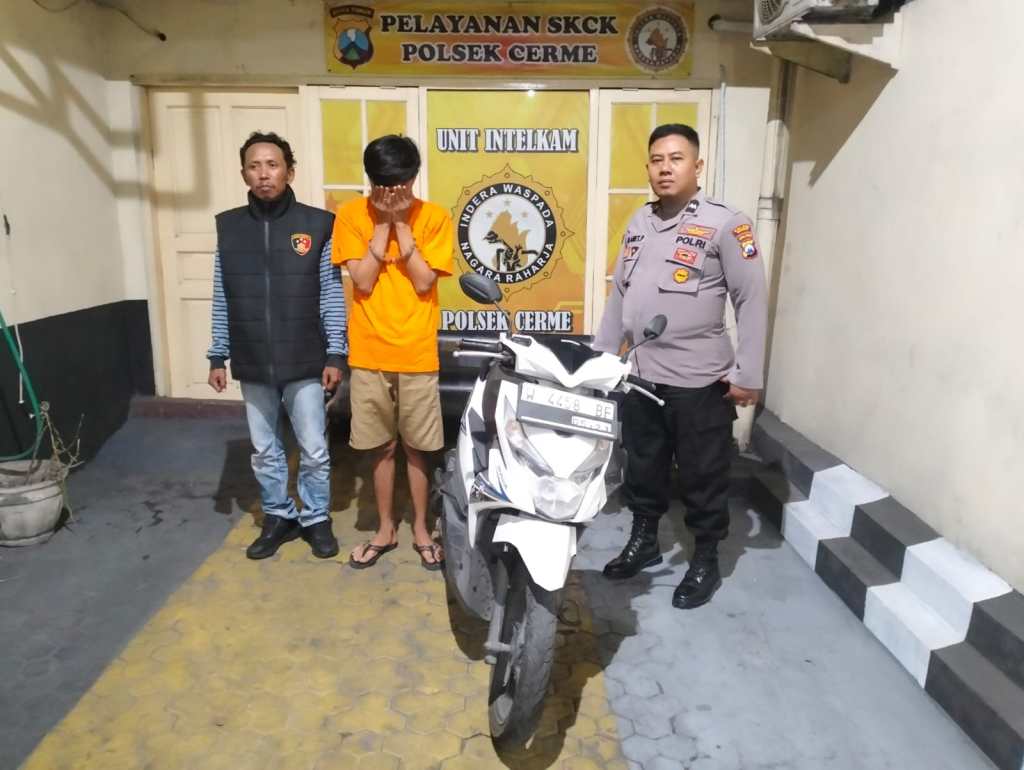 Kurang dari 24 Jam, Polsek Cerme Ringkus Maling Motor Beraksi di Rumah Kos&nbsp;Banjarsari